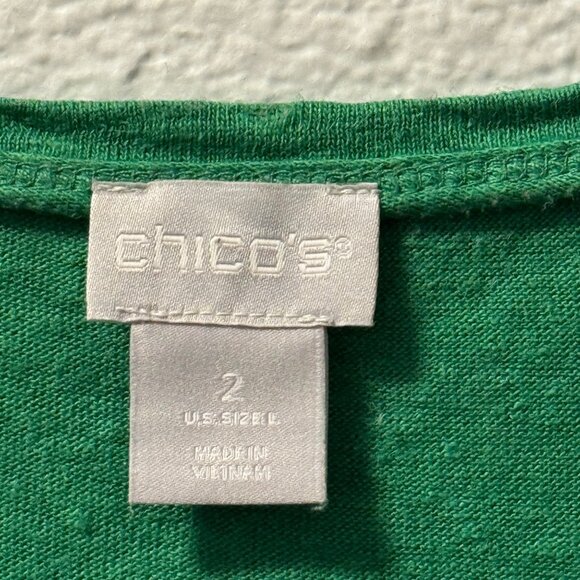 Chicos Green Linen Blend T-Shirt Size L women Crewneck tee - Picture 3 of 10